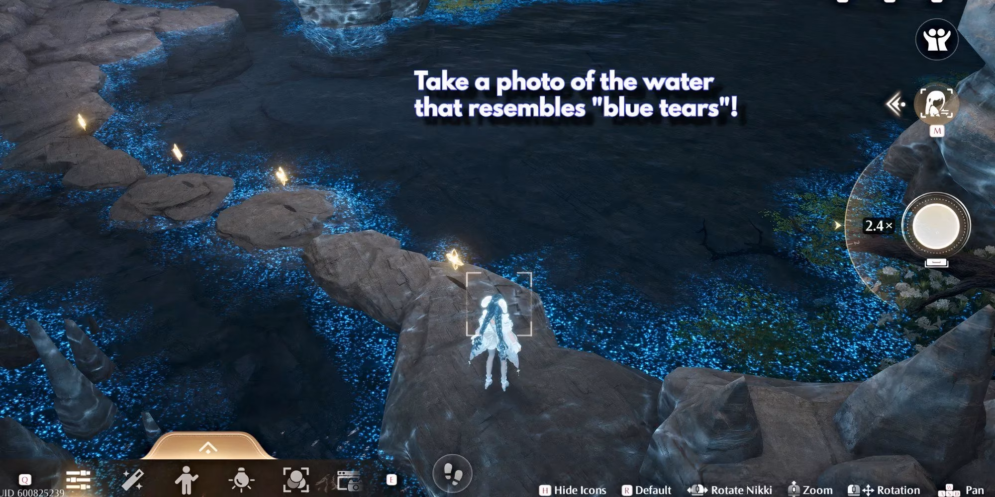 infinity-nikki-blue-tears-challenge-guide-snap-the-blue-tears-in-campsite-cavern-image-1